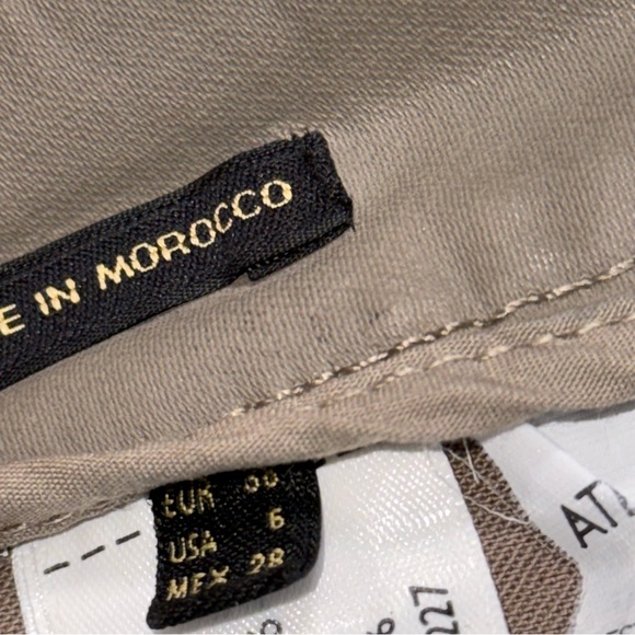 Massimo Dutti High Waisted Straight Leg Coated Trousers Size 6 Taupe 707 - Picture 4 of 12